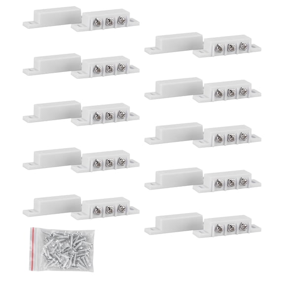 10Pcs Alarm Sensors Kits Magnetic Door Contact Reed Switch with Terminals Magnet Screws