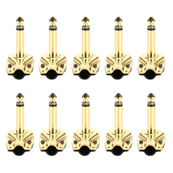 10Pcs All Metal Shell 90 Degree Elbow 6.35mm Diameter Guitar Effect Line Audio Welding Plug