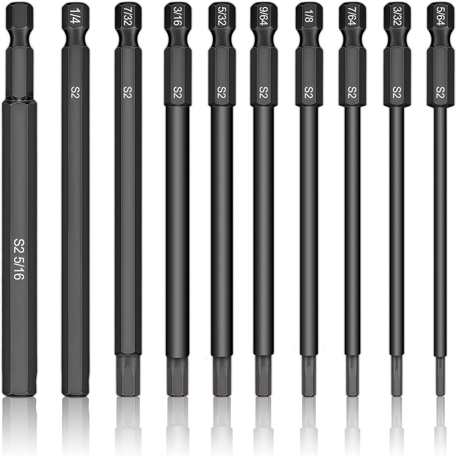 10Pcs Allen Key Drill Bit Set 1/4" Hex Shank Allen Wrench Drill Bits