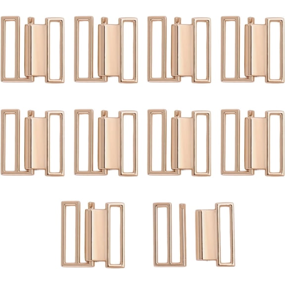 10Pcs Alloy Bikini Clips Bra Clasp Replacement Part Lingerie Front Closure Light Gold 24x23x5mm Inner Diameter: 20x3mm