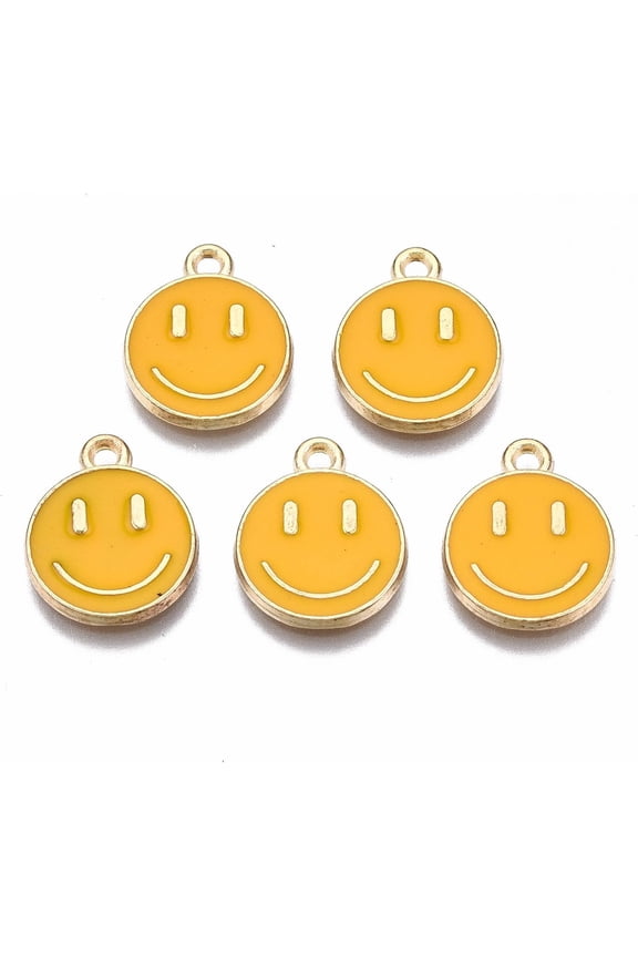 10Pcs Alloy Enamel Face Charms Face Pendant Charm Light Gold Pendant Ornament for Women DIY Necklace Bracelet Jewelry Craft Making 14.5x12x1.5mm Hole: 1.5mm