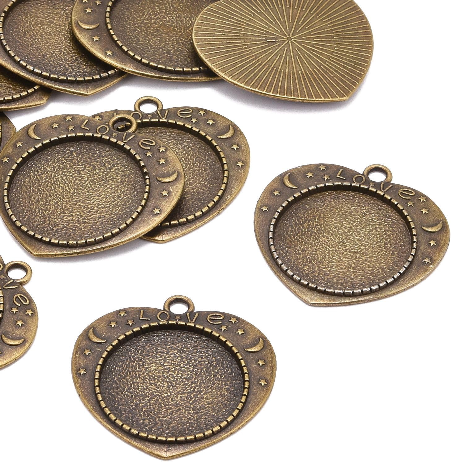 10 Sets Tibetan Oval Antique Gold Bezel Settings With Clear Glass Cabochons (13x18mm)
