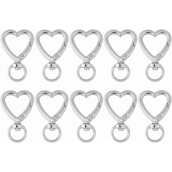 10Pcs Alloy Heart Keychain Clasp Platinum Swivel Clasp Hooks 41x26x6mm Snap Hook Keychain Clip Spring Keyring Buckle