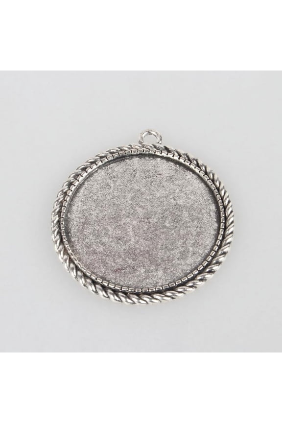 10Pcs Alloy Pendant Settings Flat Round 46x42x2mm Bezel Frame Tray Jewelry Making Supplies Craft Findings