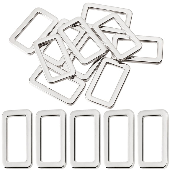 10Pcs Alloy Slider Buckles Adjustable Buckle Fasteners for Strap Leathercraft Bag Belt Rectangle Platinum 32x19x2.8mm