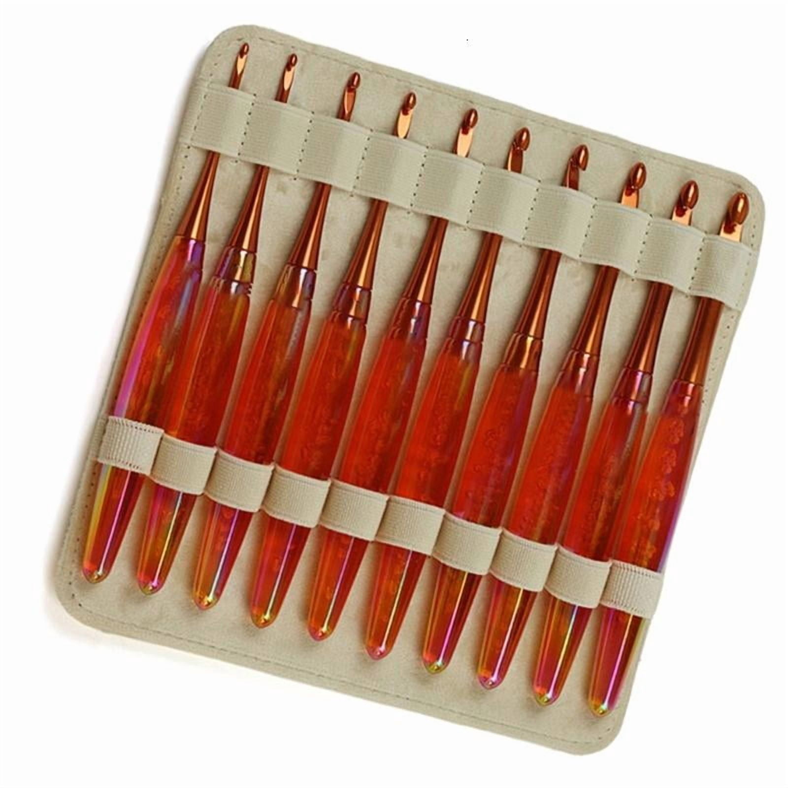 10Pcs Aluminium Crochet Hook Ergonomic Acrylic Grip for Beginner Knitting Craft