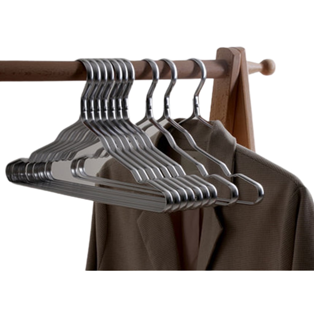 10Pcs Aluminum Alloy Metal Clothes Hangers Non-Deformed Heavy Duty Coat Drying Rack with Groove for Jacket Shirts Pants