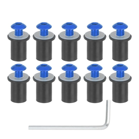 10Pcs Aluminum CNC Motorbike Mounting Screw Kit Nuts Fastener Motorcycle Windscreen Windshield Bolt BLUE