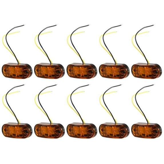 10Pcs Amber 2 Led Light Oval Clearance Trailer Car Truck Side Marker Tail Lamp