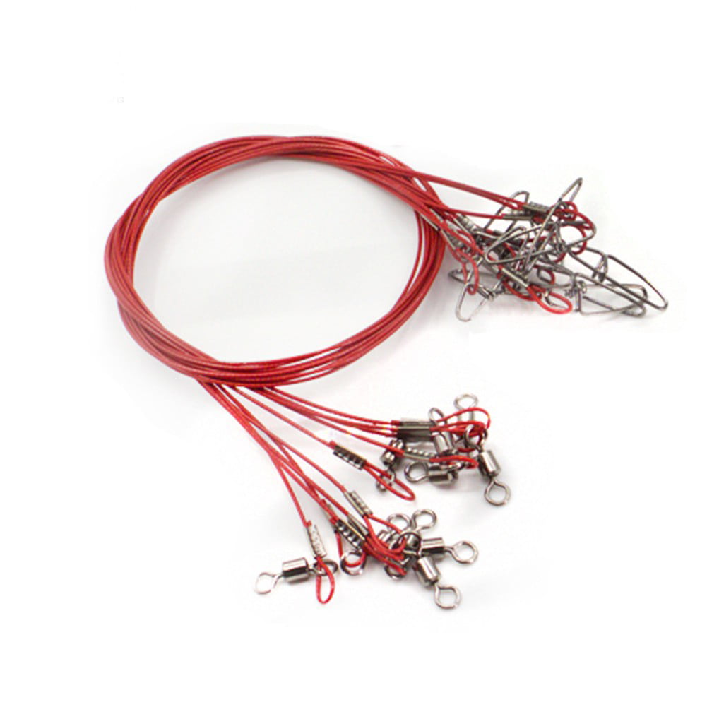 10Pcs Anti-Bite Steel Fishing Line 50cm Wire Rope With Swivel Accessories 