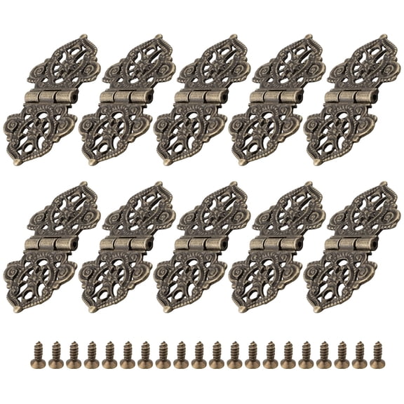 10Pcs Antique Printing Zinc Alloy Furniture Wine Box Hinge Wooden Box Hinge Bronze Smile Home