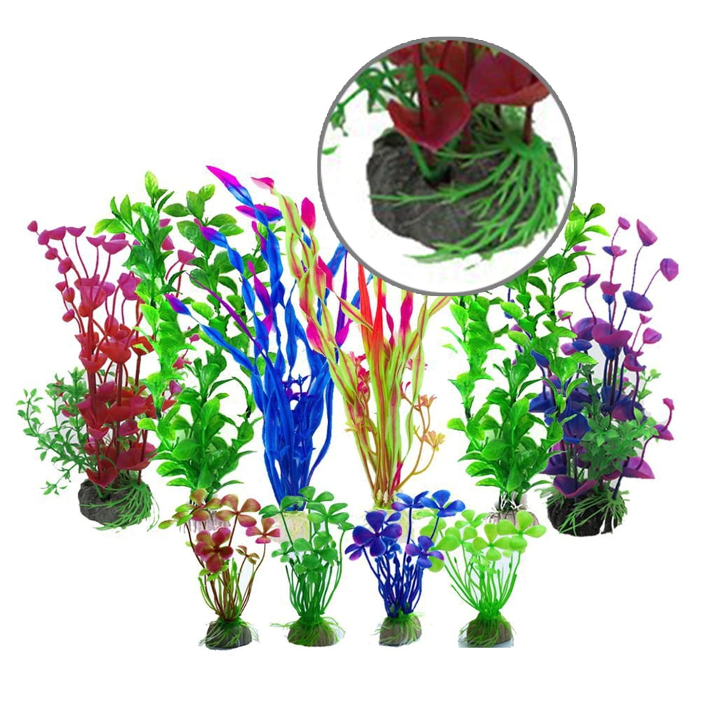 10Pcs Aquariums Decors Plant Ornaments Colorful Water PlantTank