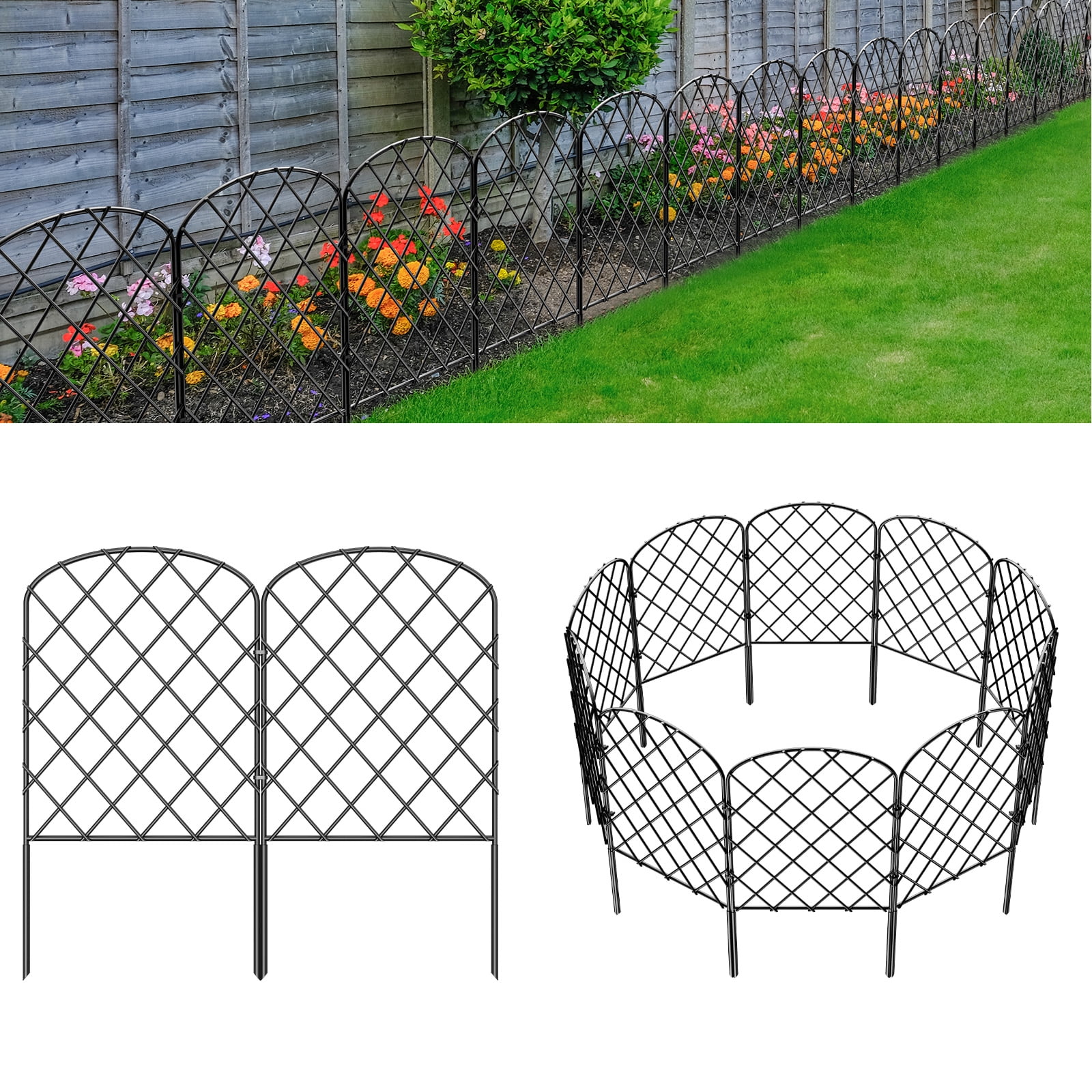 10-Pack Black Stainless Steel Arched Garden Fence Panels