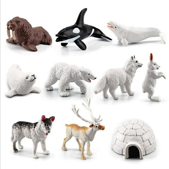 10Pcs Arctic Animals Figurines Set, Ocean Animal Learning Models Figures Christmas New Year Birthdays Gift for Children
