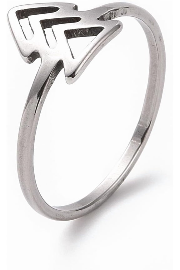 10Pcs Arrow Mark Finger Ring Hollow Wide Ring Stainless Steel Personalized Knuckle Rings for Women Trendy Jewelry Stainless Steel Color Size 6 1/2(16.9mm) for diy