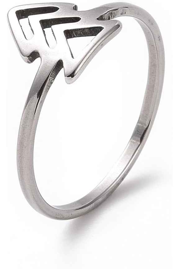 10Pcs Arrow Mark Finger Ring Hollow Wide Ring Stainless Steel Personalized Knuckle Rings for Women Trendy Jewelry Stainless Steel Color US Size 6 1/2(16.9mm)