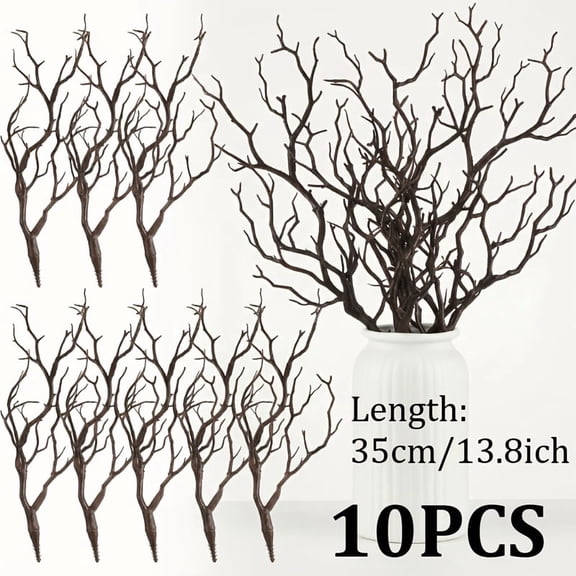 10Pcs Artificial Antler Branches Decorative Coral Style Twigs for Vase Fillers, Faux Tree Branch Stems for Floral Arrangements Wedding Centerpieces Rustic Home Decor Table Decorations