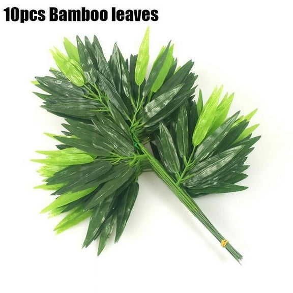 10Pcs Artificial Bamboo Leaves Fake Green Bamboo Stick Greenery Plant for Hotel Home Shelf Wall Farmhouse Bamboo Forest Wind Decoration