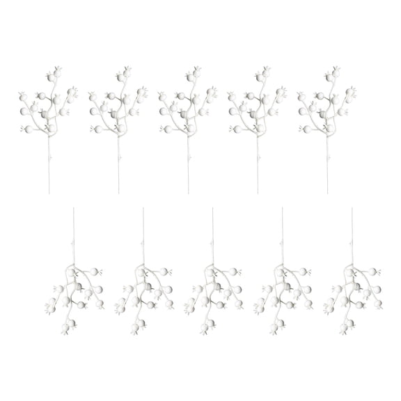 10Pcs Artificial Berries Branch Foam Decorative Berries Stems White Berries Plant for New Year Christmas Decoration 2024