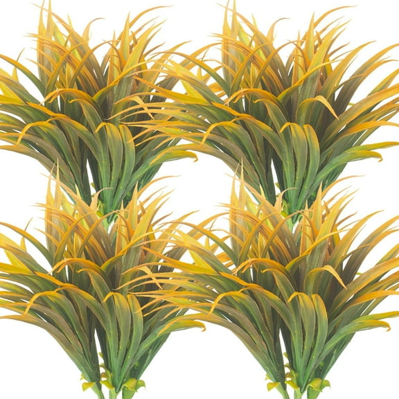 10Pcs Artificial Fall Plants Fake Autumn Grasses UV Resistant No Fade Indoor Outdoor Decoration for Thanksgiving Table Centerpiece Christmas Wedding Party Home Garden Fireplace Décor (Fall Orange)