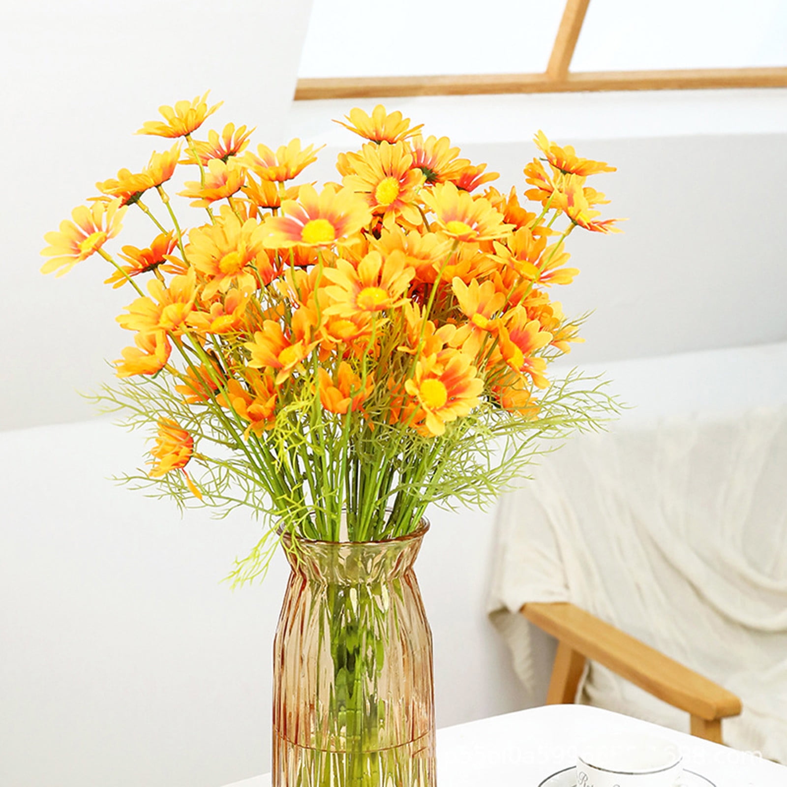 10Pcs Artificial Flowers,Silk Flower Indoor Home Decoration Faux Silk ...