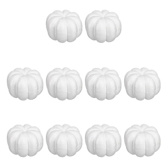 10Pcs Artificial Pumpkins 8cm OR 10cm White Foam Pumpkins for Halloween Thanksgiving Fall Home Party Table Decoration