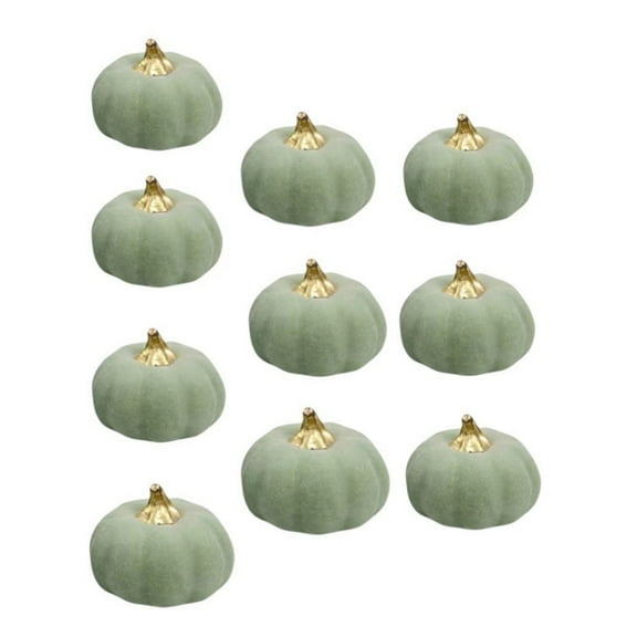 10Pcs Artificial Pumpkins Green Foam Pumpkins Green Autumn Festival Decoration for Thanksgiving Halloween Basket Display