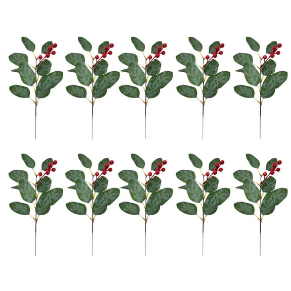 10Pcs Artificial Seeded Eucalyptus Leaves Stems Bulk Artificial Silver Dollar Eucalyptus Leaves Plant in Green 13" - 15" Tall Artificial Greenery Holiday Greens Wedding Greenery