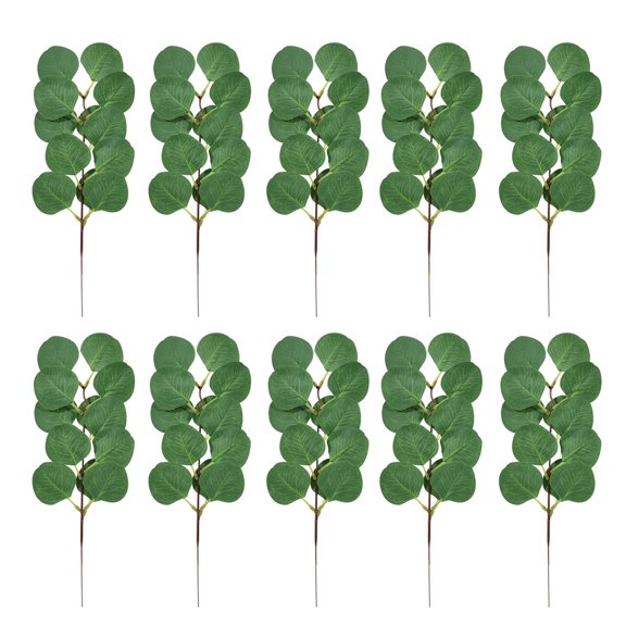 10Pcs Artificial Seeded Eucalyptus Leaves Stems Bulk Artificial Silver Dollar Eucalyptus Leaves Plant in Green 13" - 15" Tall Artificial Greenery Holiday Greens Wedding Greenery