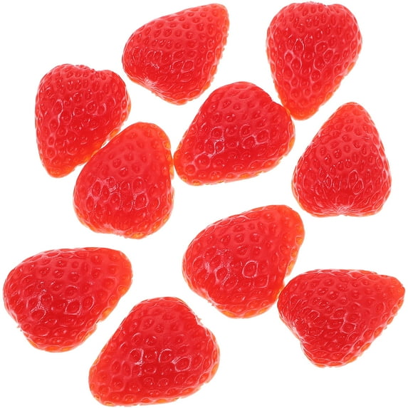 Lifelike Simulation Strawberry Slices for Decoration Made of PVC Red Color Reusable and 10 Pcs