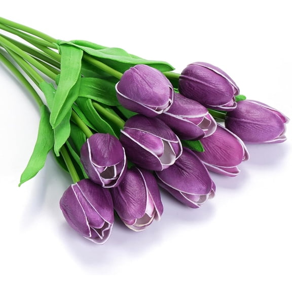 10Pcs Artificial Tulips Flowers, Real Touch Latex Fake Tulips Flowers for Decoration 13.5" Floral Arrangement Bulk Flowers for Vase Centerpieces Wedding Party, Pink