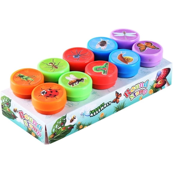 10Pcs Assorted Stamps, Self-Inking Cartoon Fruit Vegetables Insects Stamp Stocking Stuffer Goody Bag Filler Party Favor