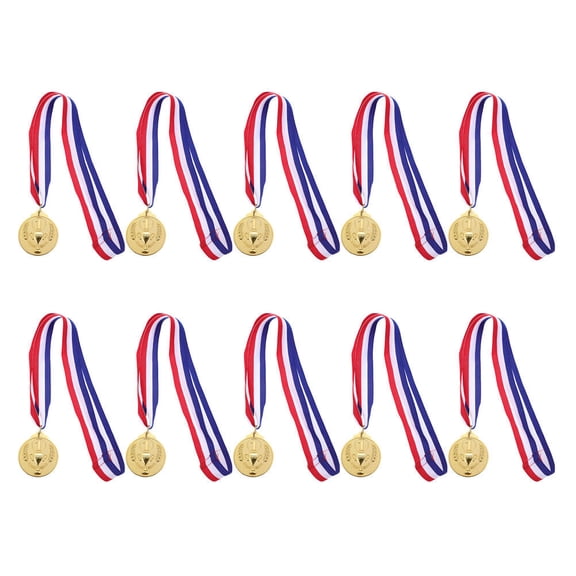 NICERIO 10Pcs Plated Gold Medals for Awards Competition Sports Meet Winner Tokens