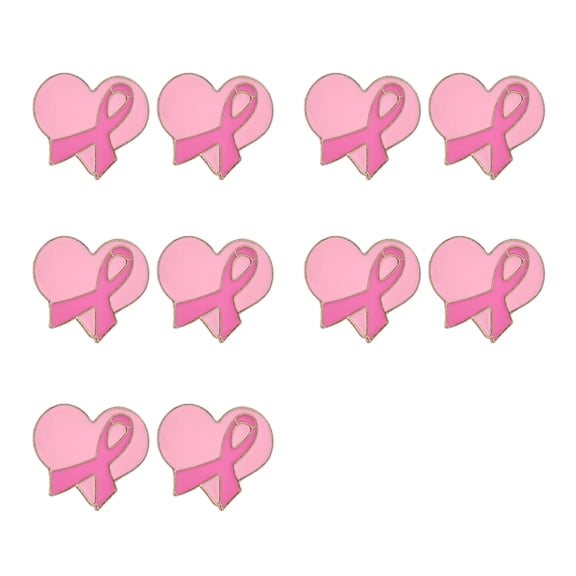 10Pcs Awareness Brooch Alloy Ribbon Pin Heart Shape Brooches Lapel Pins with Back Clasp For Clothing Accessories