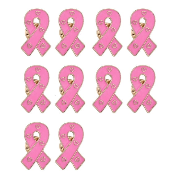 10Pcs Awareness Brooch Lapel Pin Pink Ribbon Metal Pin for Costume Decoration