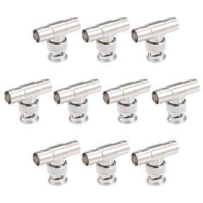 10Pcs BNC 1 Male to 2 Female 3 Way T Shape Adapter Connector Splitter