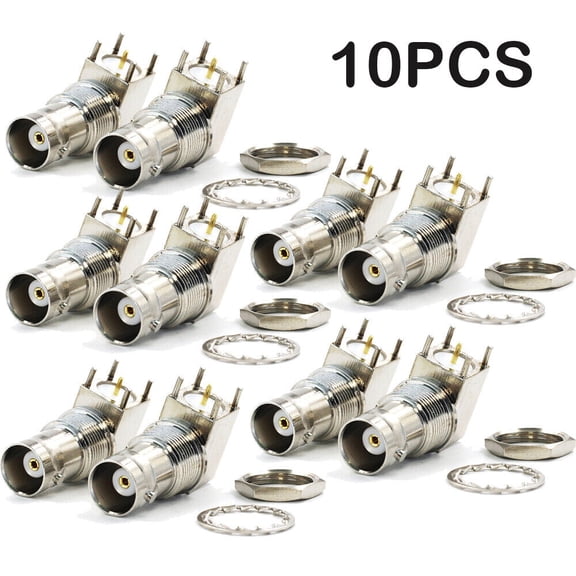 10Pcs BNC female bulkhead 90 solder PCB mount right angle connector