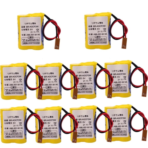10Pcs BR-AGCF2W A98L-0031-0011 #1 Battery For FANUC with Plug 6V 2200mAH BATTERY