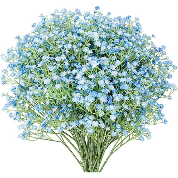 10Pcs Babys Breath Artificial Flowers Fake White Flowers Real Touch Gypsophila Floral in Bulk for Home Wedding Garden Decor (White Long Stem)