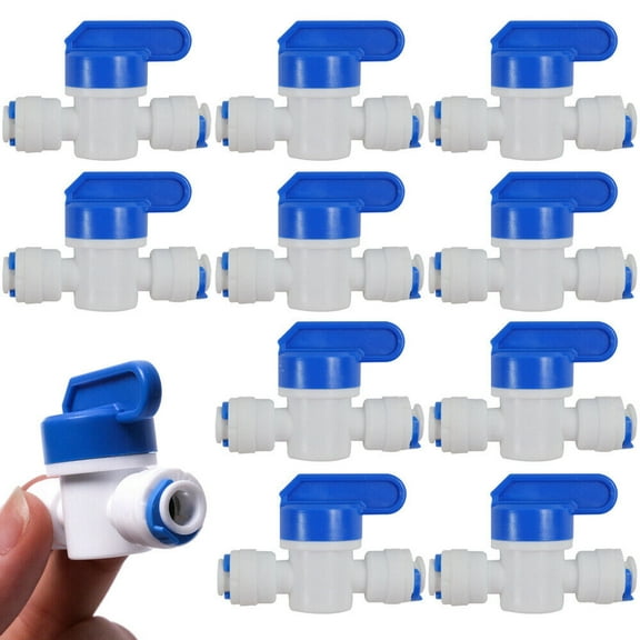 10Pcs Ball Valve Inline Tap 1/4" Quick Connect Push Fit RO Water Reverse Osmosis