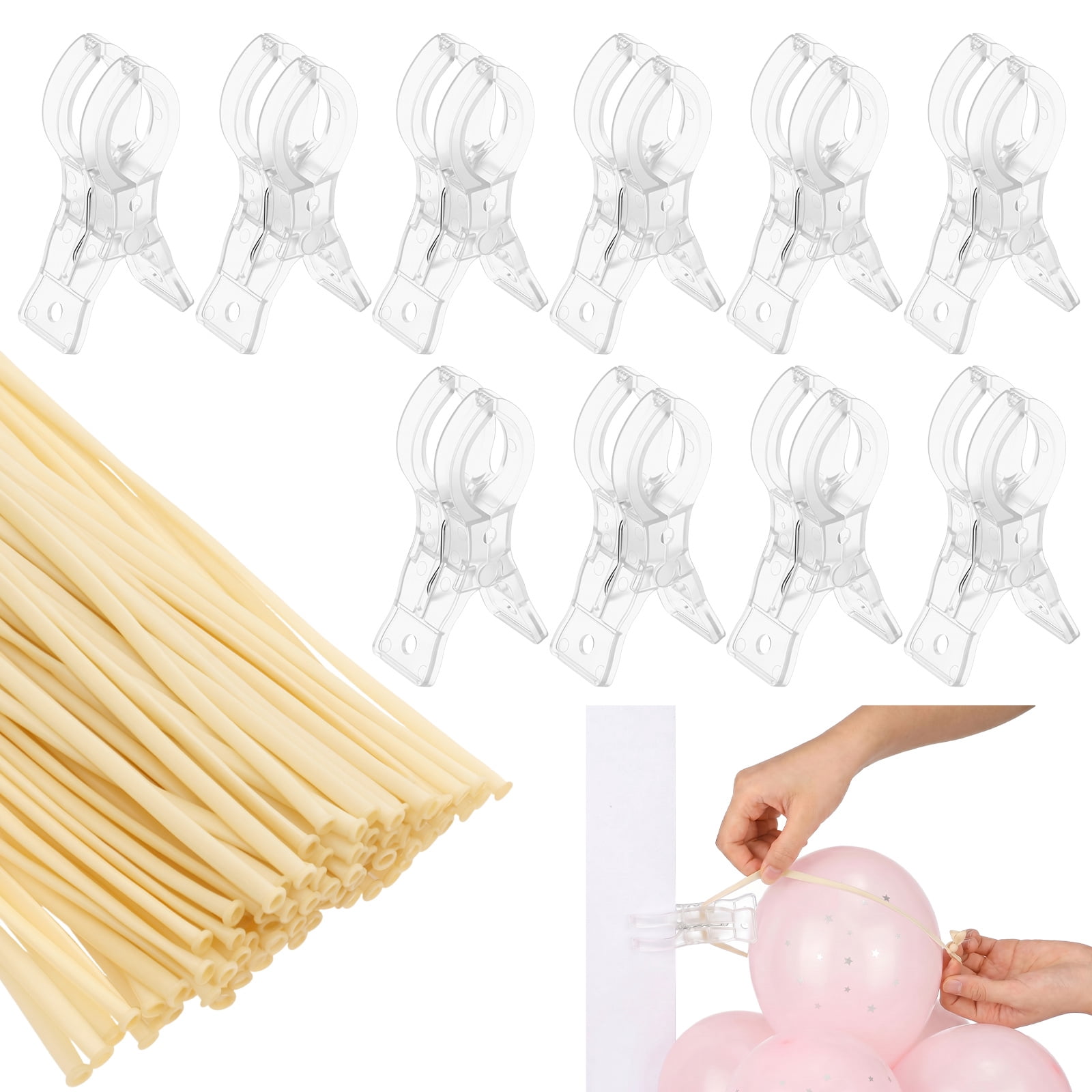 10Pcs Balloon Arch Clip with 100 Balloons 3.5 Inch Transparent Plastic ...