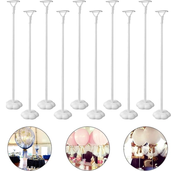 10Pcs Balloon Stick Stand Kit with Base, Clear Plastic Table Centerpiece Holder for Birthday Party Wedding Baby Shower Decoration