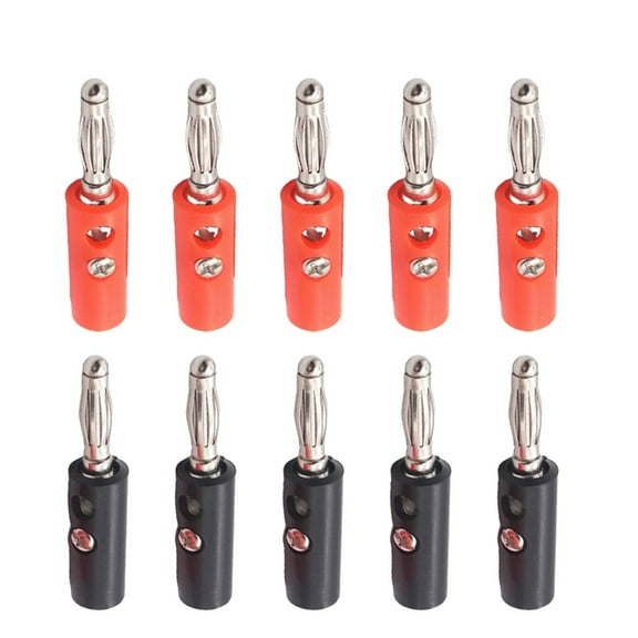 10Pcs Banana Plug- Pin Audio Speaker Electrical Connector Nickel Plating 4Mm Banana Test Audio Speaker Screw Banana