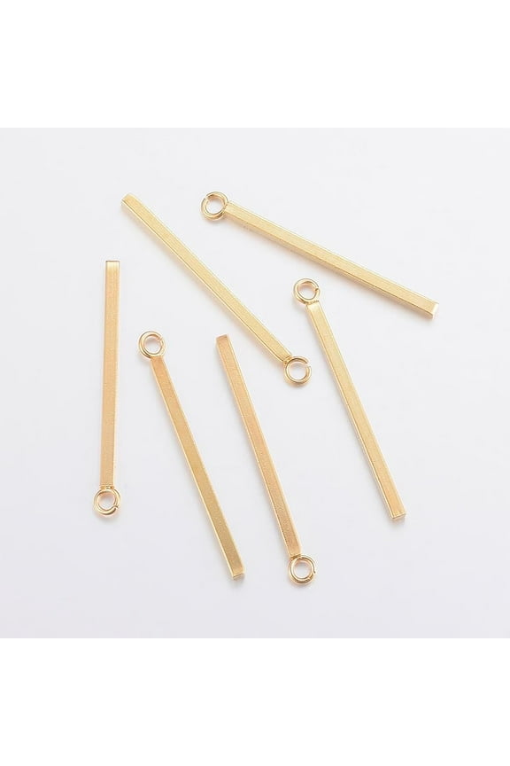 10Pcs Bar Pendants 304 Stainless Steel Pendants Real 24K Gold Plated for Women Birthday Festival Elegant Gifts Personalized Jewelry 23x1.5x1.5mm Hole: 2mm diy