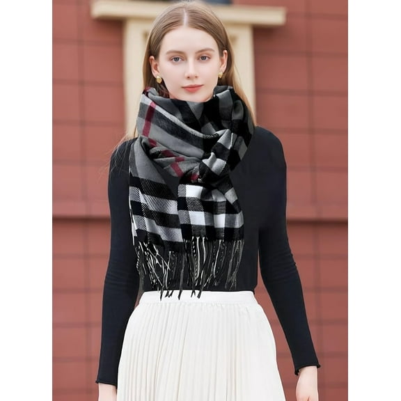 Warm Plaid Scarf for Women Fall Winter Oversized Wrap Soft Shawl Perfect for Gifting