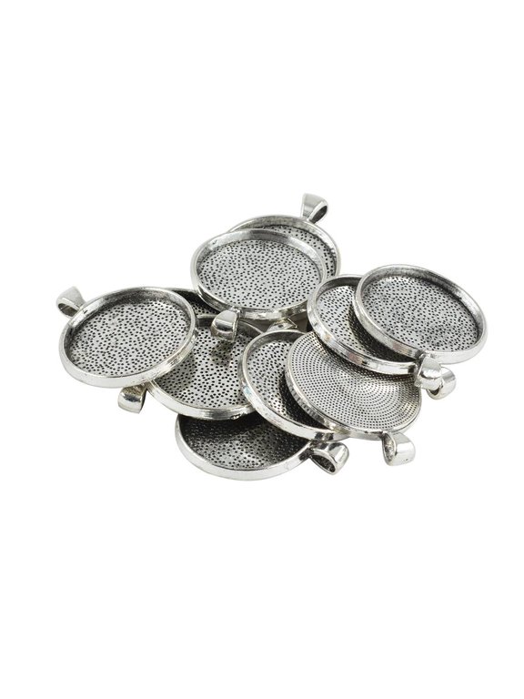 10Pcs Bezel Blank Pendant Jewelry Bezel Setting Tray, for DIY Cabochons