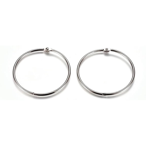 10Pcs Binder Hinged Rings 37x2.5mm Silvery Iron Loose Leaf Book Rings for Home Office Index Cards Making DIY