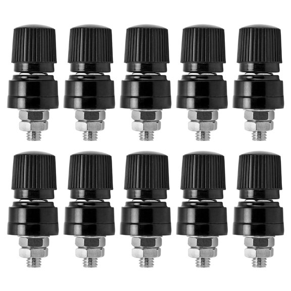 10Pcs Binding Post M6 Thread Brass Nickel Plated Welding Terminal Stud Connector 0380VBlack