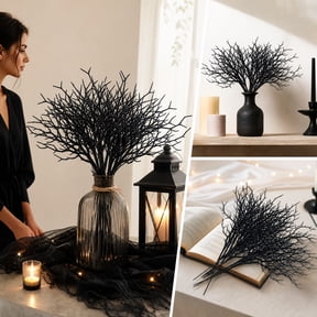 10Pcs Black Artificial Dead Twig Branches, Waterproof Spooky Plastic Stems, Reusable Prop For Vase Display, Yard Layout, Halloween Party, Haunted House And Indoor Outdoor Ornament