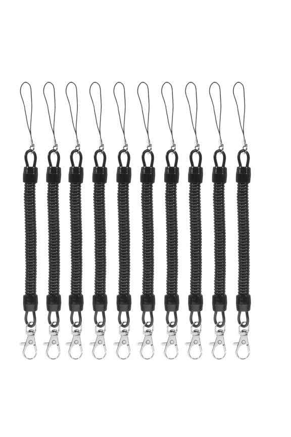 10Pcs Black Fishing Lanyard: with Thread Keychain, for Hiking and Camping Accessories